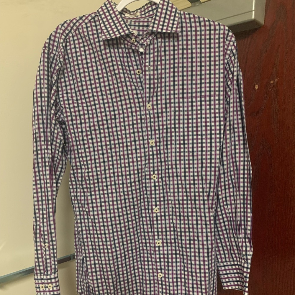 Peter Millar Shirt Mens Medium Purple Blue Long Sleeve Button Down